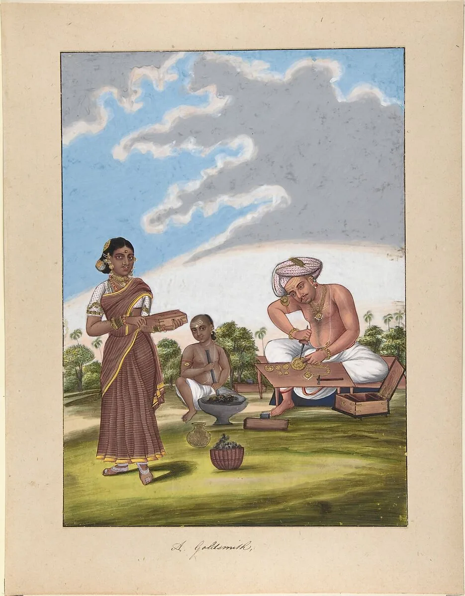 A Goldsmith, from Indian Trades and Castes — Anonymous, Indian, 19th century