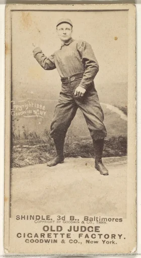 Shindle, 3rd Base, Baltimore Orioles, from the Old Judge series (N172) for Old Judge Cigarettes
