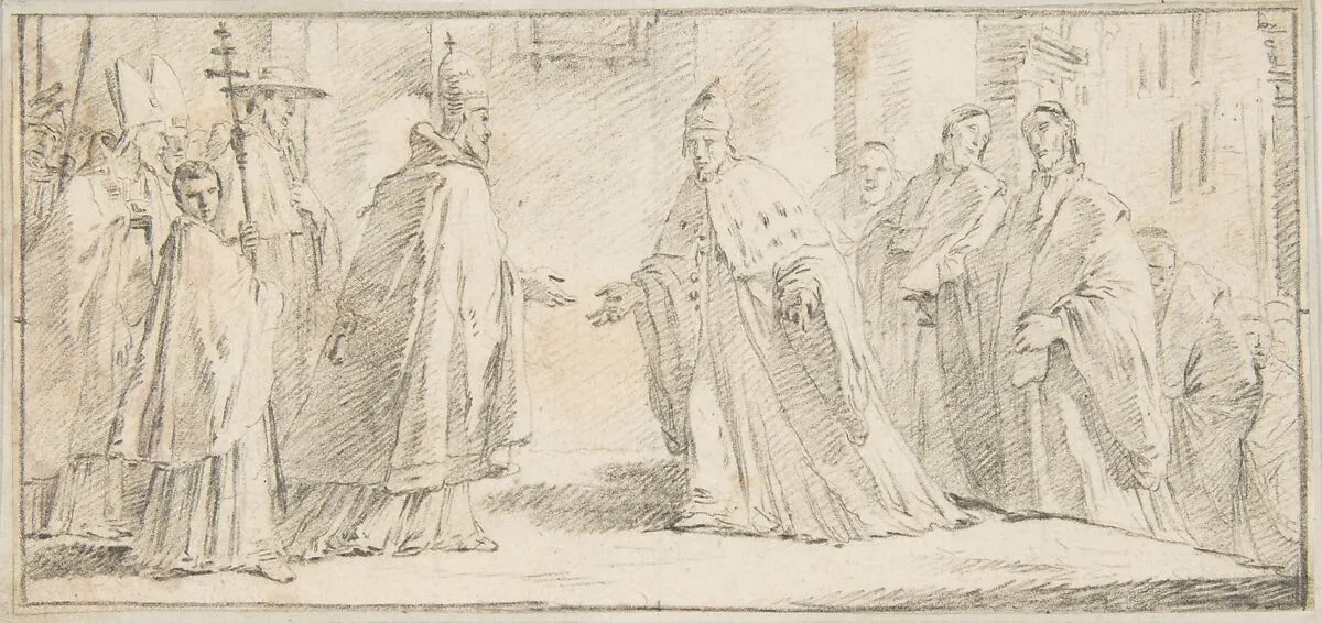 Illustration for a Book: Meeting Between a Pope and Doge — Giovanni Battista Tiepolo