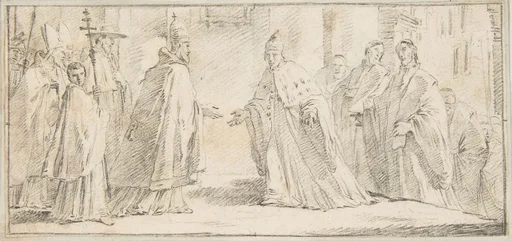 Illustration for a Book: Meeting Between a Pope and Doge