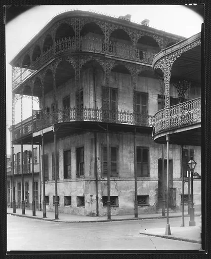 [House with Cast-Iron Grillwork on Balconies, New Orleans, Louisiana]