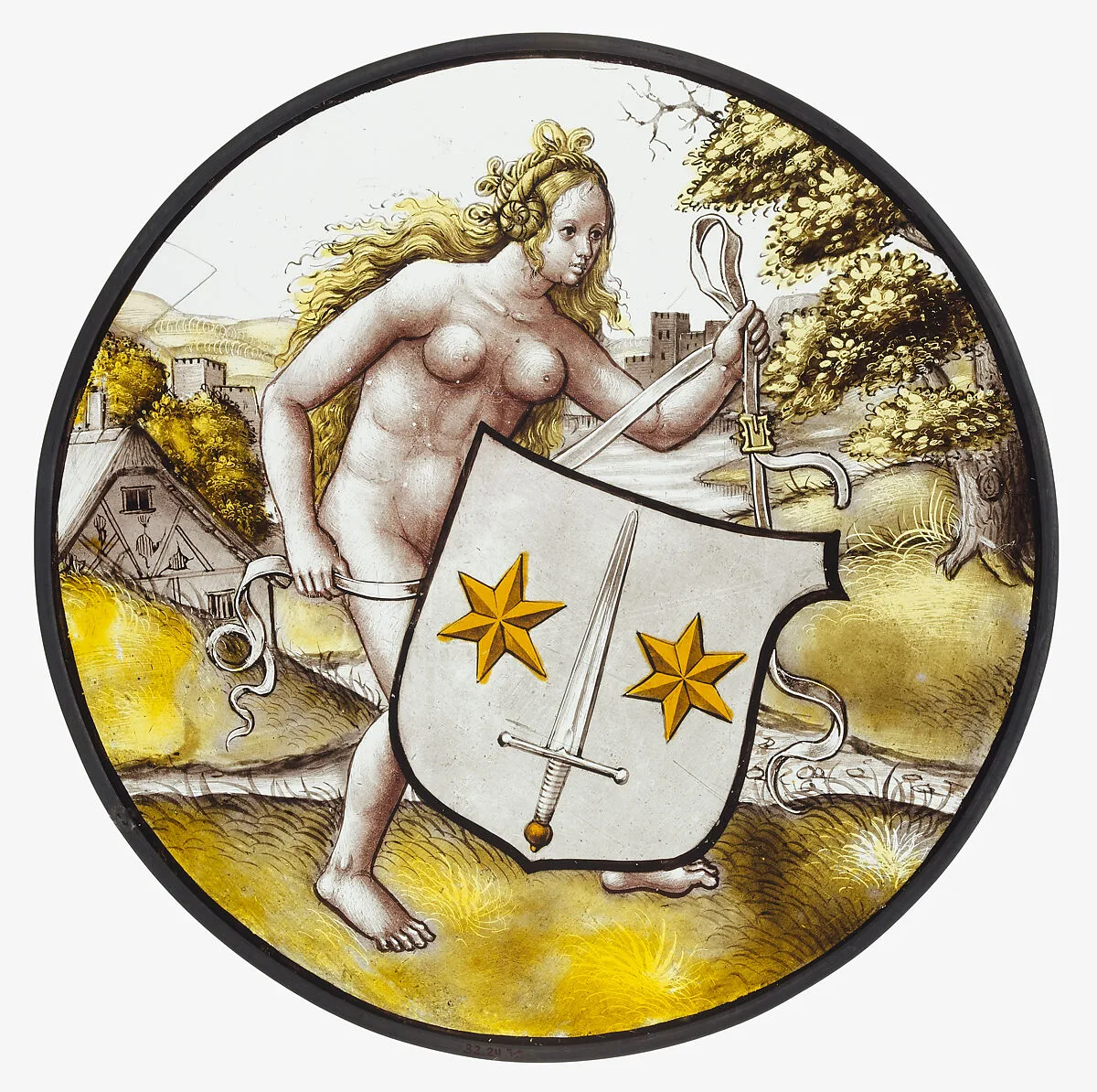 Roundel with Nude Woman Supporting a Heraldic Shield — Jan Gossart (called Mabuse)
