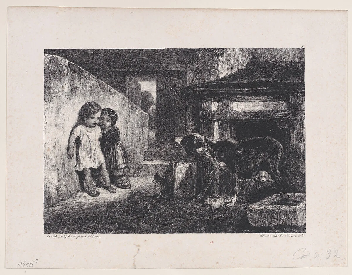 Children Frightened by Snarling Dog, from the series Hunting Scenes — Alexandre-Gabriel Decamps|Gihaut Frères|Gihaut Frères