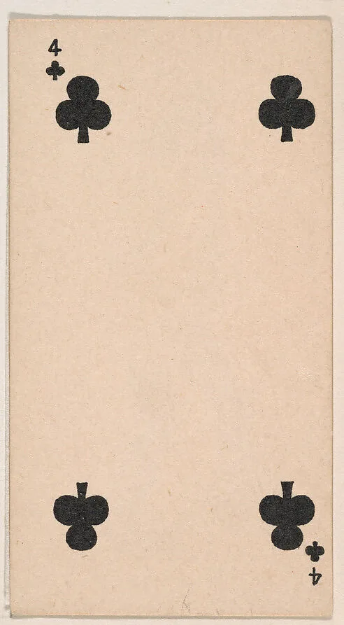 Four of Clubs, from the Transparent Playing Cards series (N220) issued by Kinney Bros. — Kinney Brothers Tobacco Company