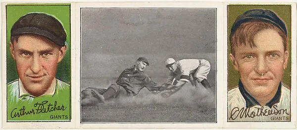"Devlin Gets His Man," with C. Mathewson and Arthur Fletcher, from the series Hassan Triple Folders (T202) — Hassan Cigarettes