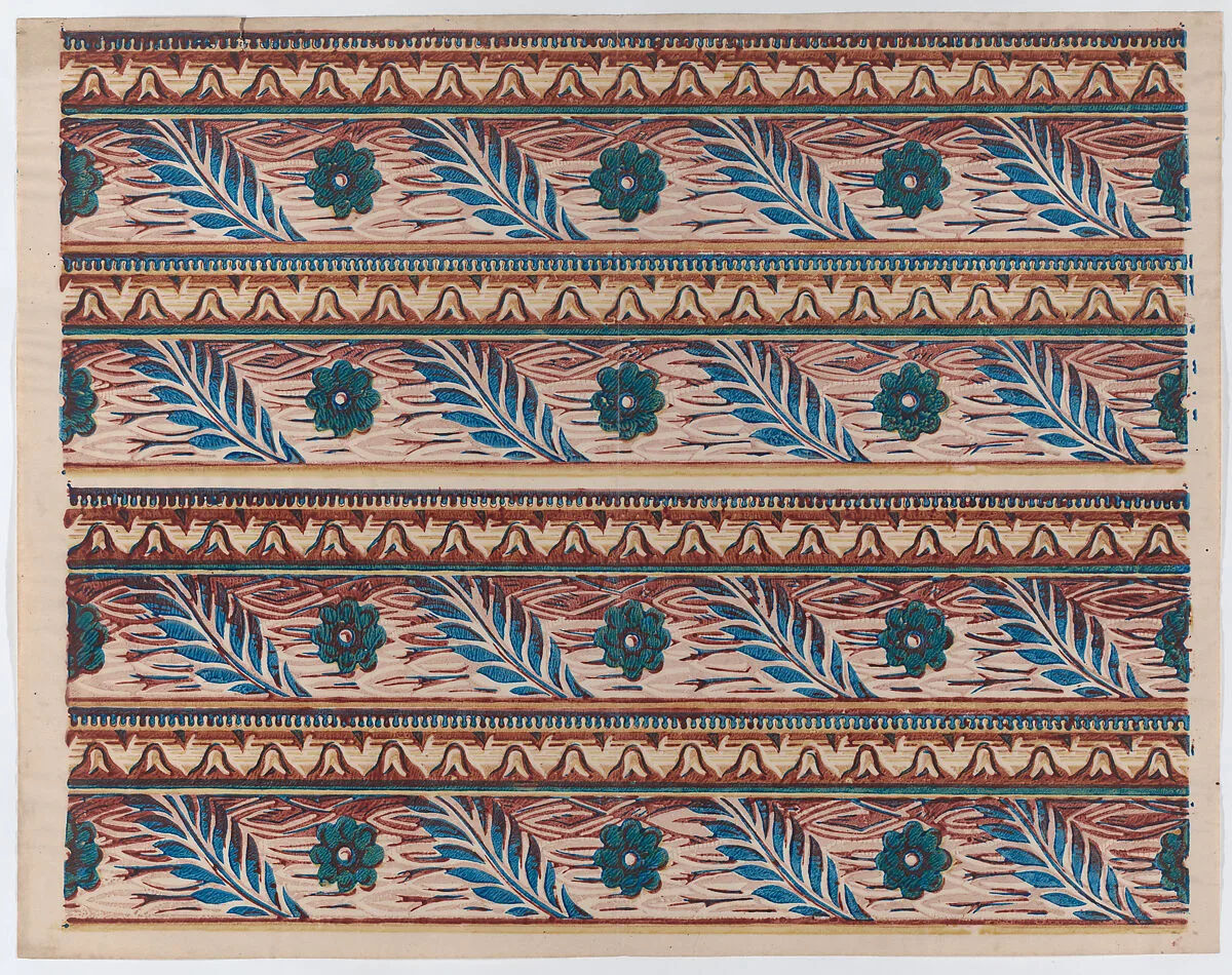 Sheet with two borders with flower and leaf designs — Remondini Family|Anonymous