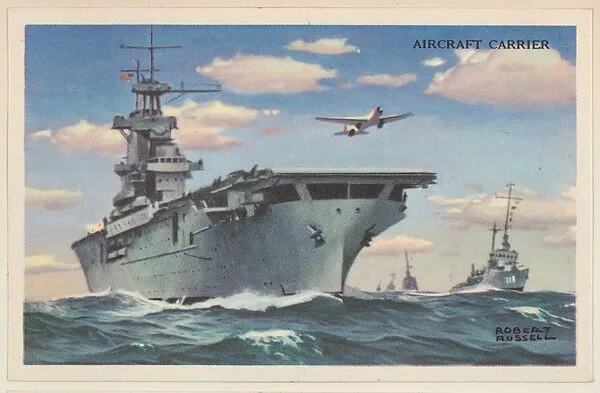 Aircraft Carrier, bakery card from the National Defense series (D59), issued by Bell Bakeries, Inc. — Bell Bakeries, Inc.