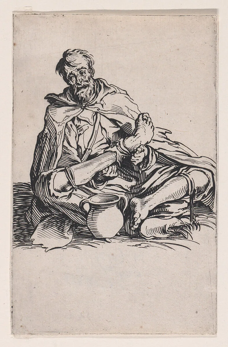 Le Malingreux (The Sickly Man), from Les Gueux suite appelée aussi Les Mendiants, Les Baroni, ou Les Barons (The Beggars, also called the Barons) — Jacques Callot