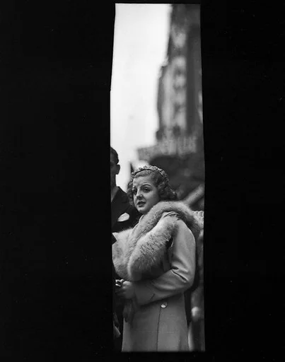 [Woman in Fur Collar on Street, New York City]