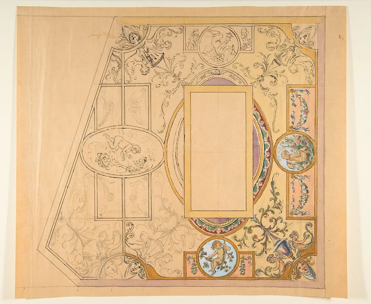 Design for a ceiling decoration — Anonymous, French, 19th century