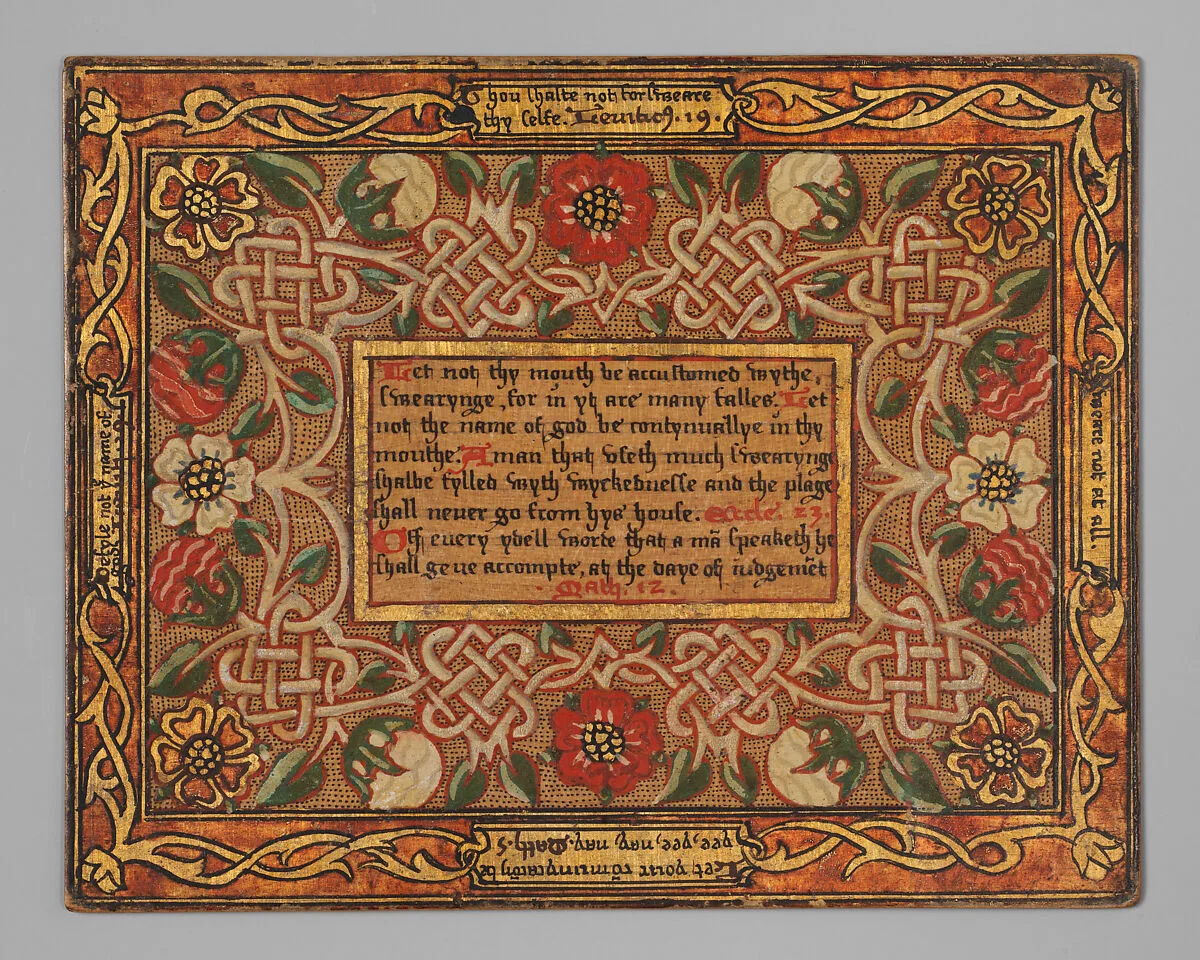 Trencher with quotation from The Governance of Virtue (1566) (one of a set) — Unknown