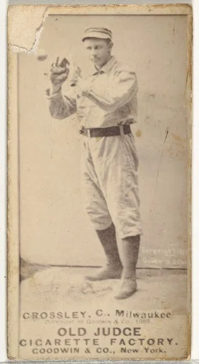 William C. Crossley, Catcher, Milwaukee, from the Old Judge series (N172) for Old Judge Cigarettes