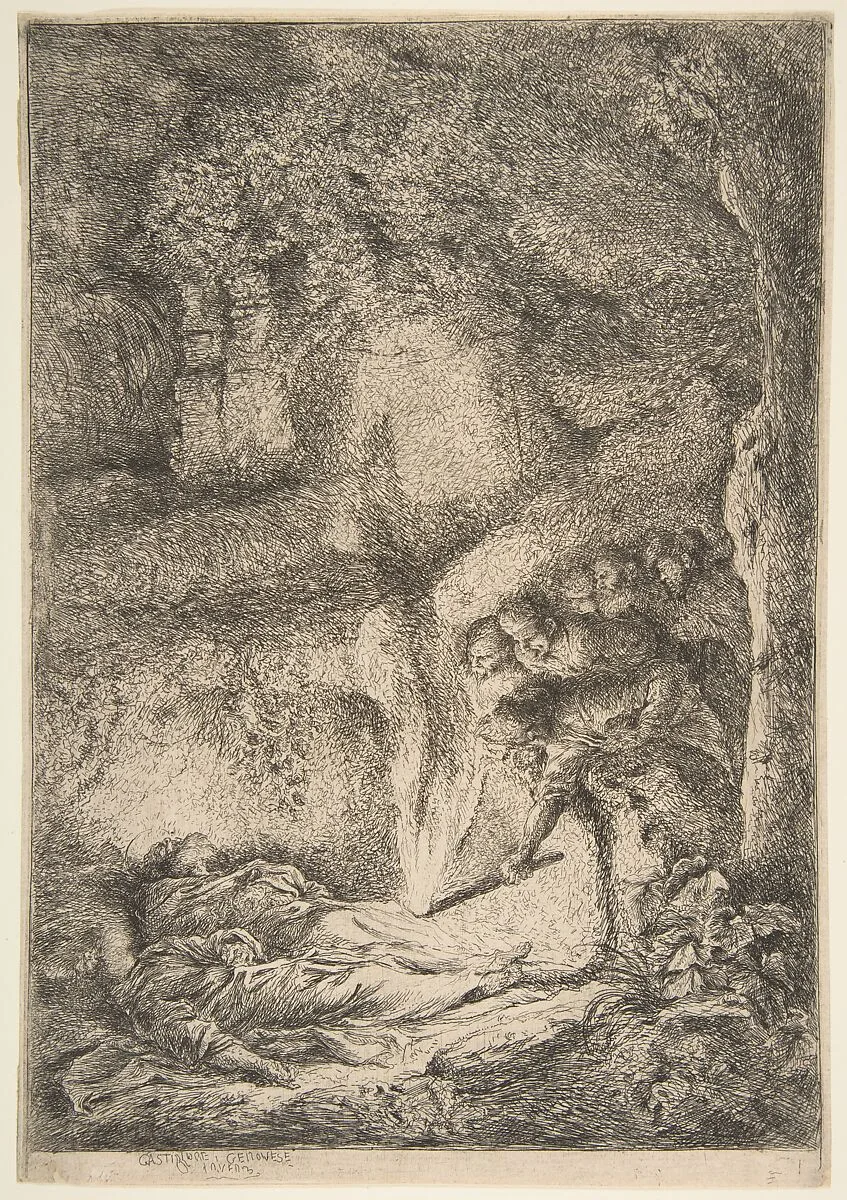 Finding the bodies of Saints Peter and Paul — Giovanni Benedetto Castiglione (Il Grechetto)