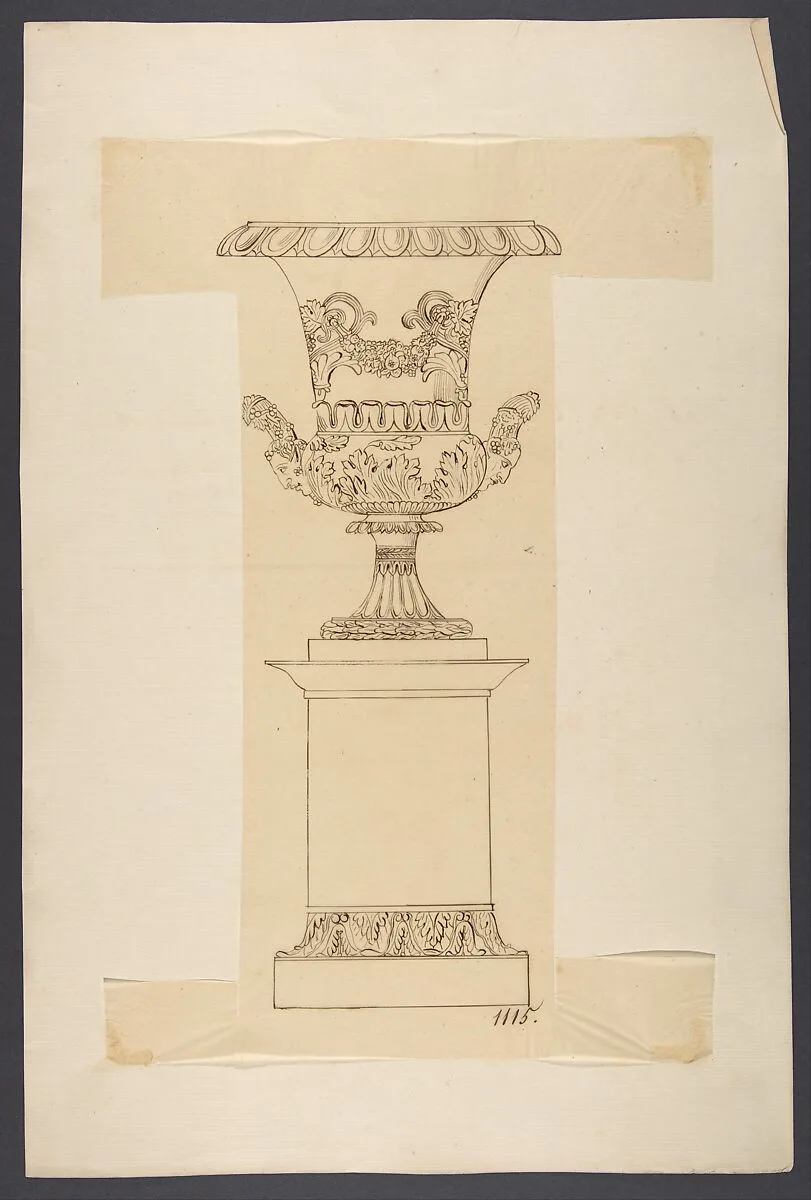 Design for an Urn on a Pedestal — Anonymous, French, 19th century