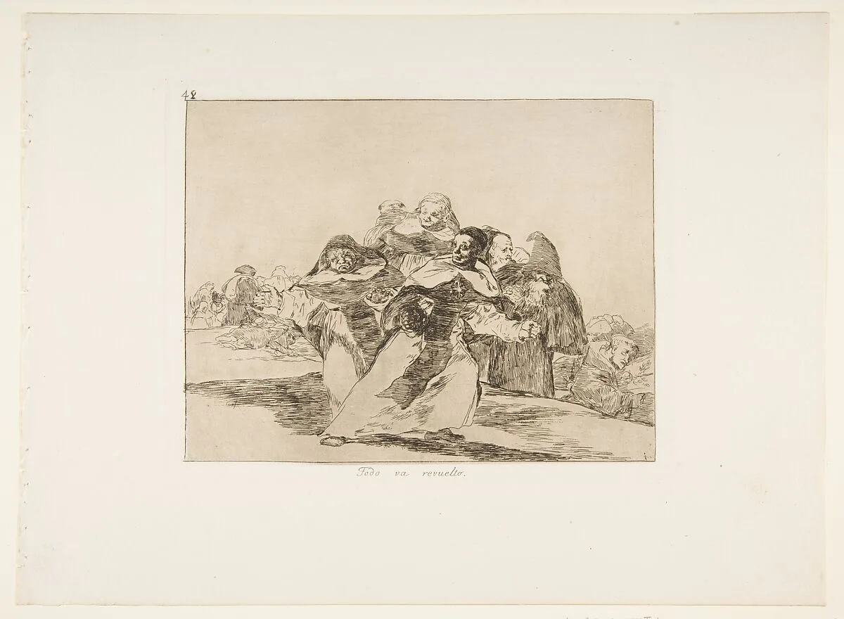 Plate 42 from "The Disasters of War" (Los Desastres de la Guerra): 'Everything is topsy-turvey' (Todo va revuelto) — Goya (Francisco de Goya y Lucientes)