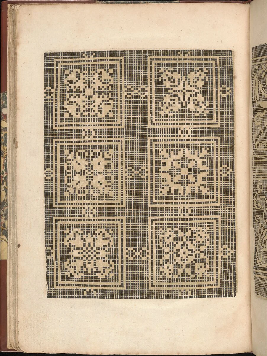 Les Secondes Oeuvres, et Subtiles Inventions De Lingerie du Seigneur Federic de Vinciolo Venitien, page 49 (verso) — Federico de Vinciolo|Jean Le Clerc|Catherine de Bourbon