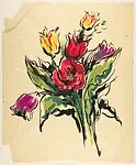 Design for a Scarf: Bouquet of Tulips — Marcel Vertès