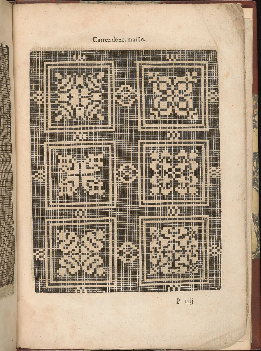 Les Secondes Oeuvres, et Subtiles Inventions De Lingerie du Seigneur Federic de Vinciolo Venitien, page 60 (recto) — Federico de Vinciolo|Jean Le Clerc|Catherine de Bourbon