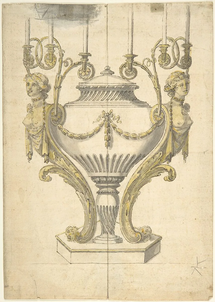 Candelabrum in the form of an Urn Clasped by Carytides and Candle Branches — Henry Holland