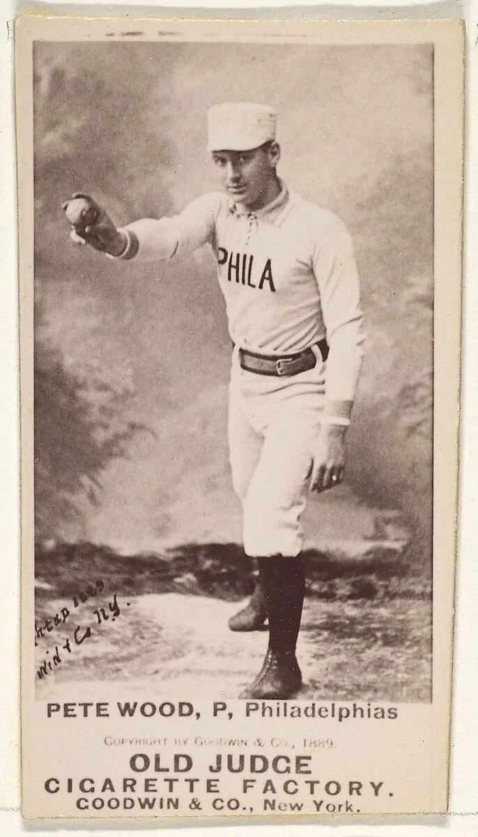 Peter Burke "Pete" Wood, Pitcher, Philadelphia, from the Old Judge series (N172) for Old Judge Cigarettes — Goodwin & Company