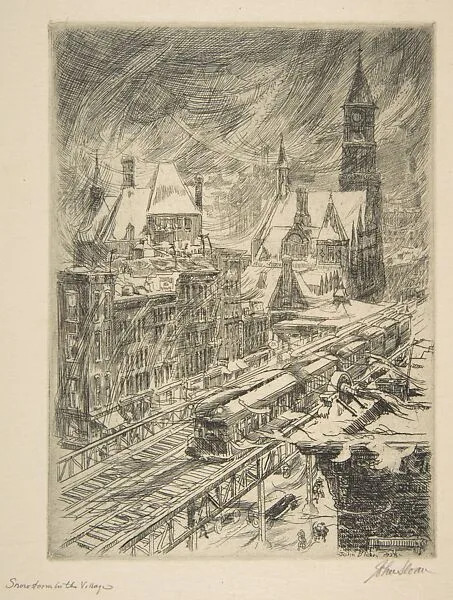 Snowstorm in the Village — John Sloan