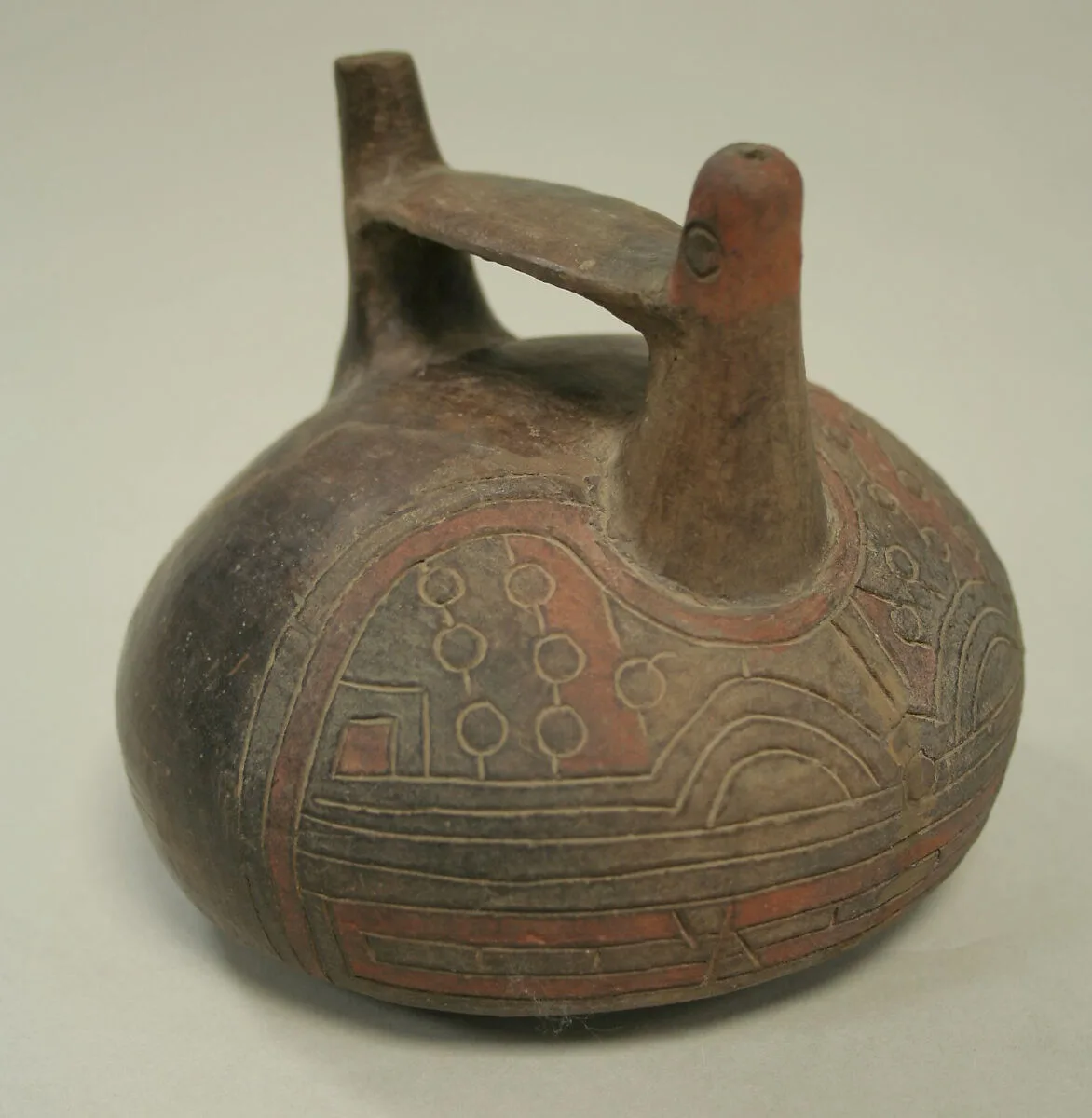 Double Spout and Bridge Bottle with Feline and Bird — Unknown