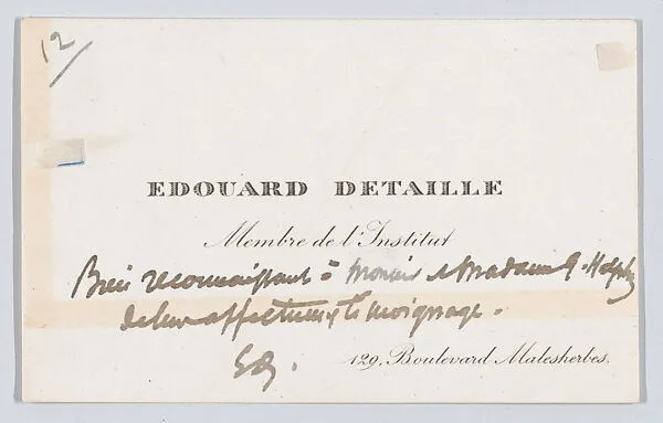 Édouard Detaille, calling card — Edouard Detaille|Anonymous