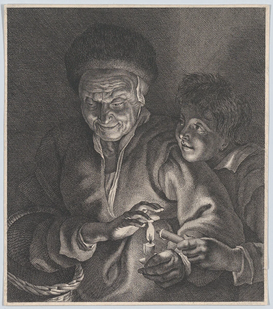 Old woman and a boy with candles — Peter Paul Rubens|Anonymous