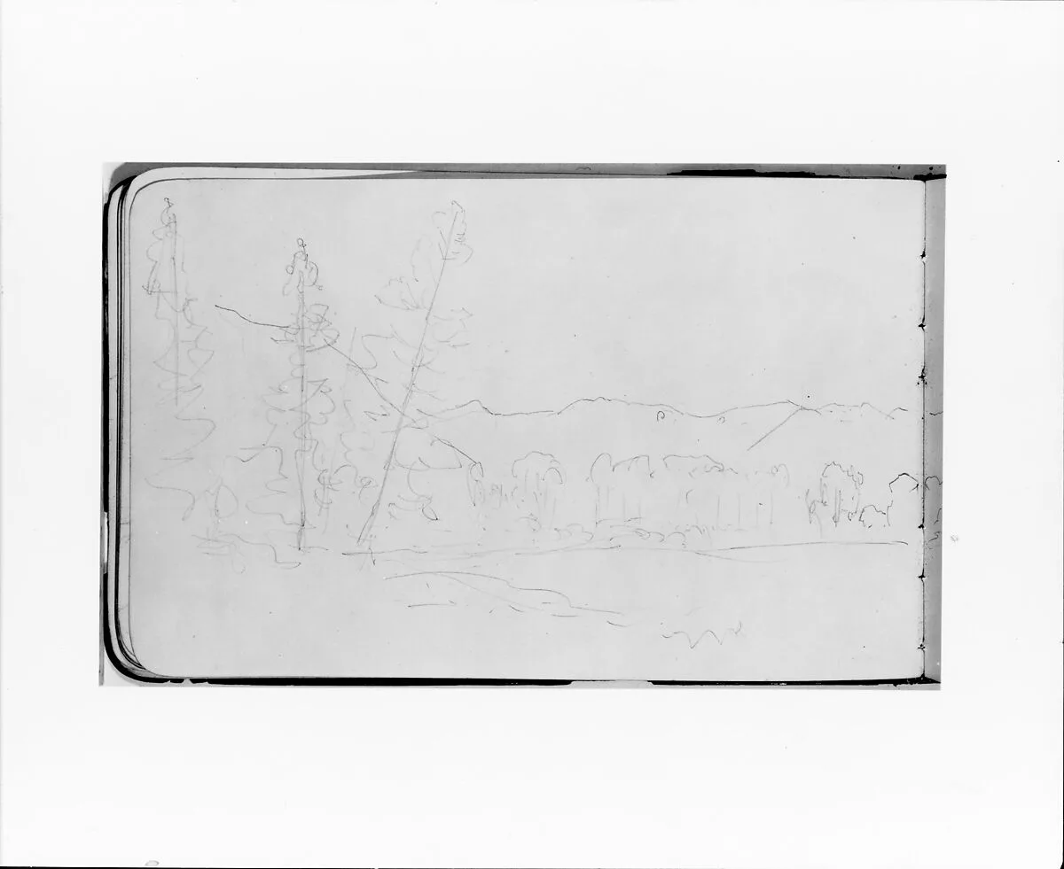 Mountain Landscape with Trees (from Sketchbook) — Albert Bierstadt