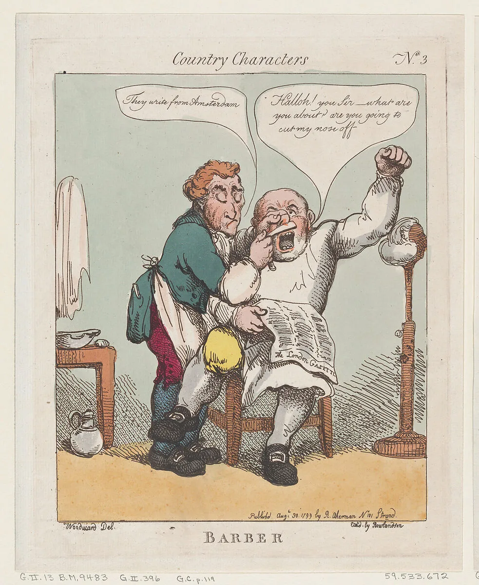 Barber — Rudolph Ackermann, London|George Murgatroyd Woodward|Thomas Rowlandson
