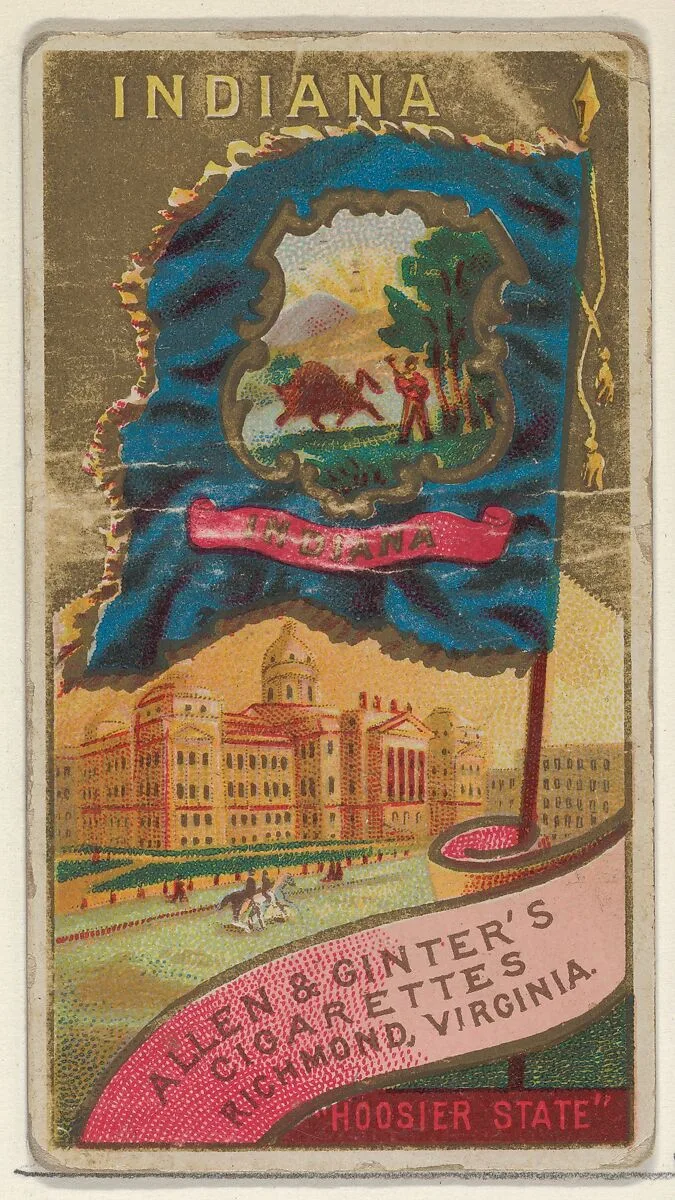 Indiana, from Flags of the States and Territories (N11) for Allen & Ginter Cigarettes Brands — Allen & Ginter
