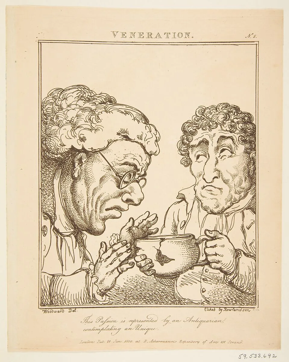 Veneration (Le Brun Travested, or Caricatures of the Passions) — George Murgatroyd Woodward|Rudolph Ackermann, London|Thomas Rowlandson