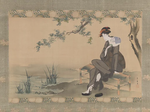歌川豊広筆 「納涼美人図」|Woman Cooling Herself