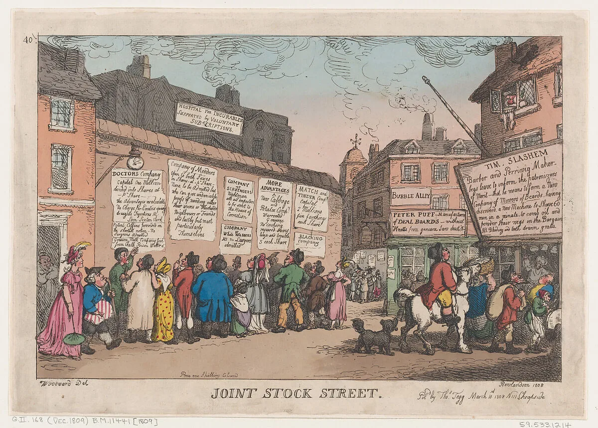Joint Stock Street — Thomas Tegg|Thomas Rowlandson|George Murgatroyd Woodward