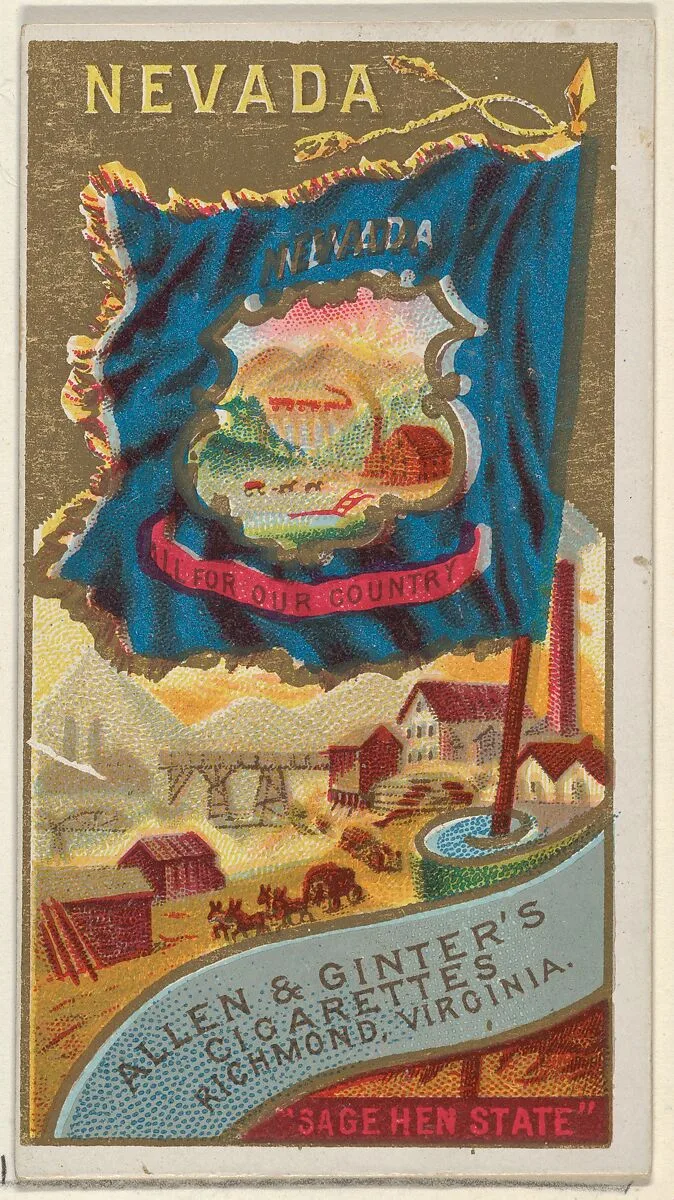 Nevada, from Flags of the States and Territories (N11) for Allen & Ginter Cigarettes Brands — Allen & Ginter