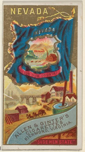 Nevada, from Flags of the States and Territories (N11) for Allen & Ginter Cigarettes Brands