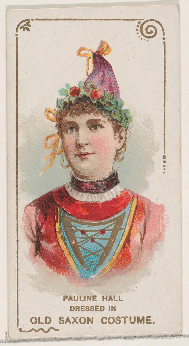 Pauline Hall Dressed in Old Saxon Costume, from the set Actors and Actresses, First Series (N70) for Duke brand cigarettes — W. Duke, Sons & Co.|Knapp & Company