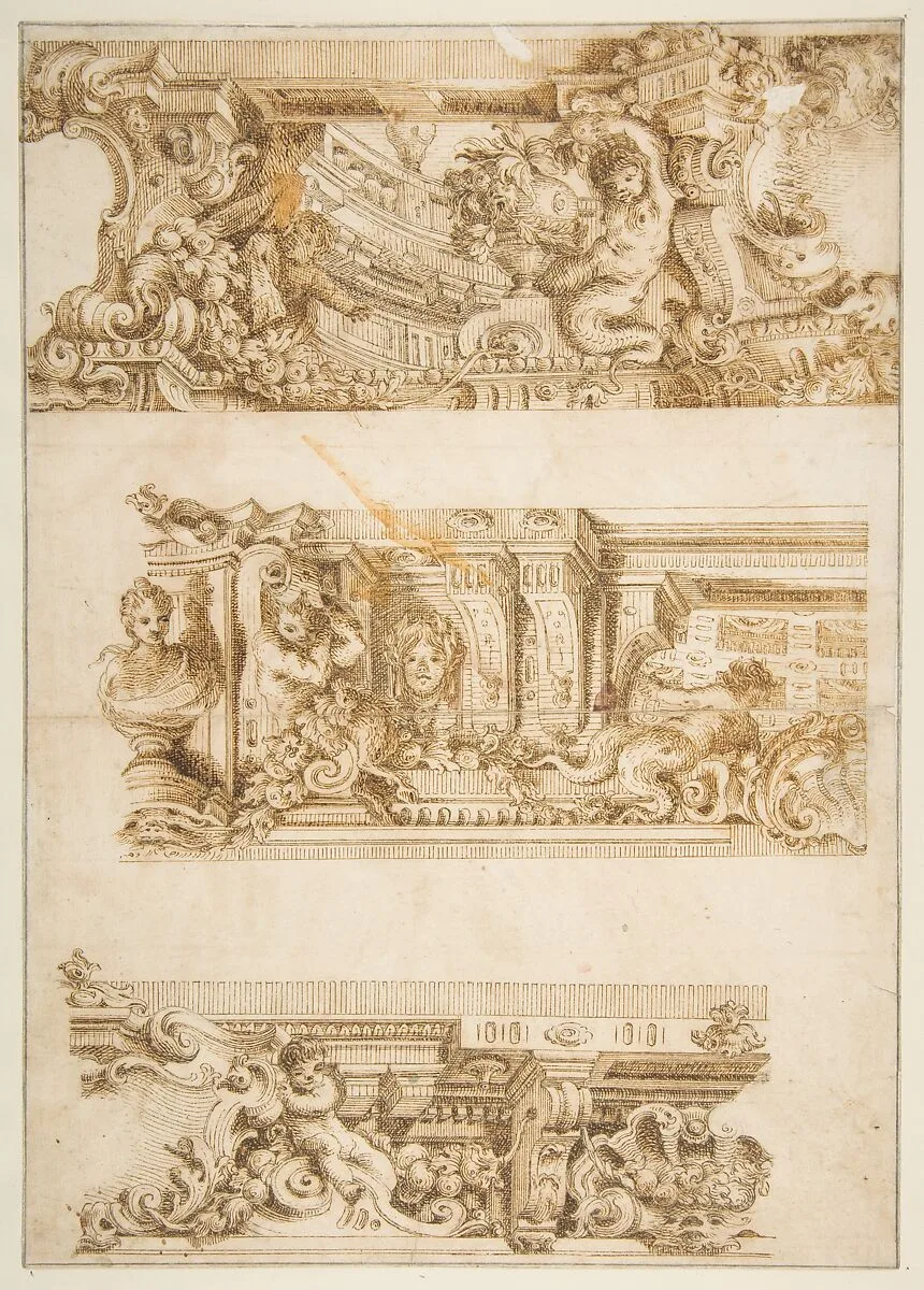 Drawing for Engraving in Raccolta di Vari Schizzi, Venice, 1747, After Angelo Rosis. — Antonio Maria Visentini