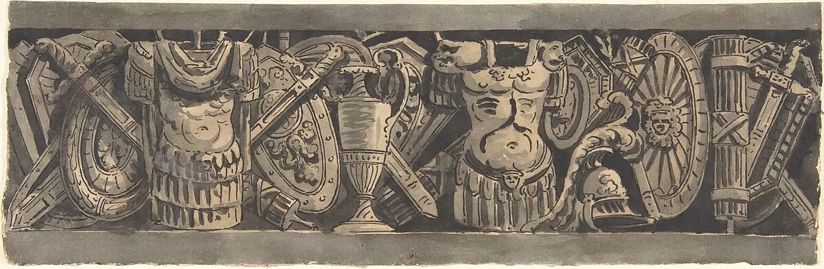 Design for a Frieze with Roman Trophies — Anonymous, Italian, 19th century