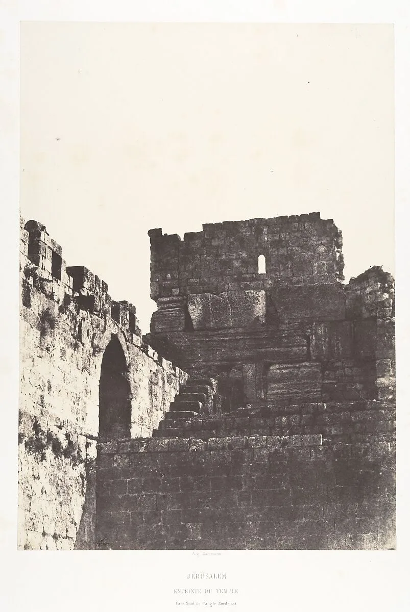 Jérusalem, Enceinte du Temple, Face Nord de l'angle Nord-Est — Imprimerie photographique de Blanquart-Évrard, à Lille|Auguste Salzmann