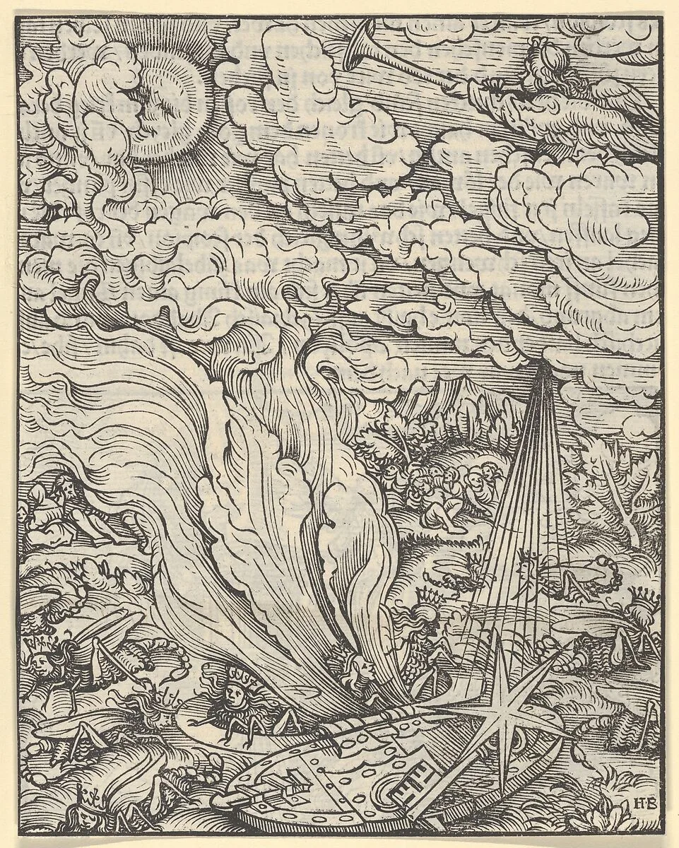 Recto of Sheet with Scene of The Fifth Trombone, from The Apocalypse — Hans Burgkmair|Silvan Otmar