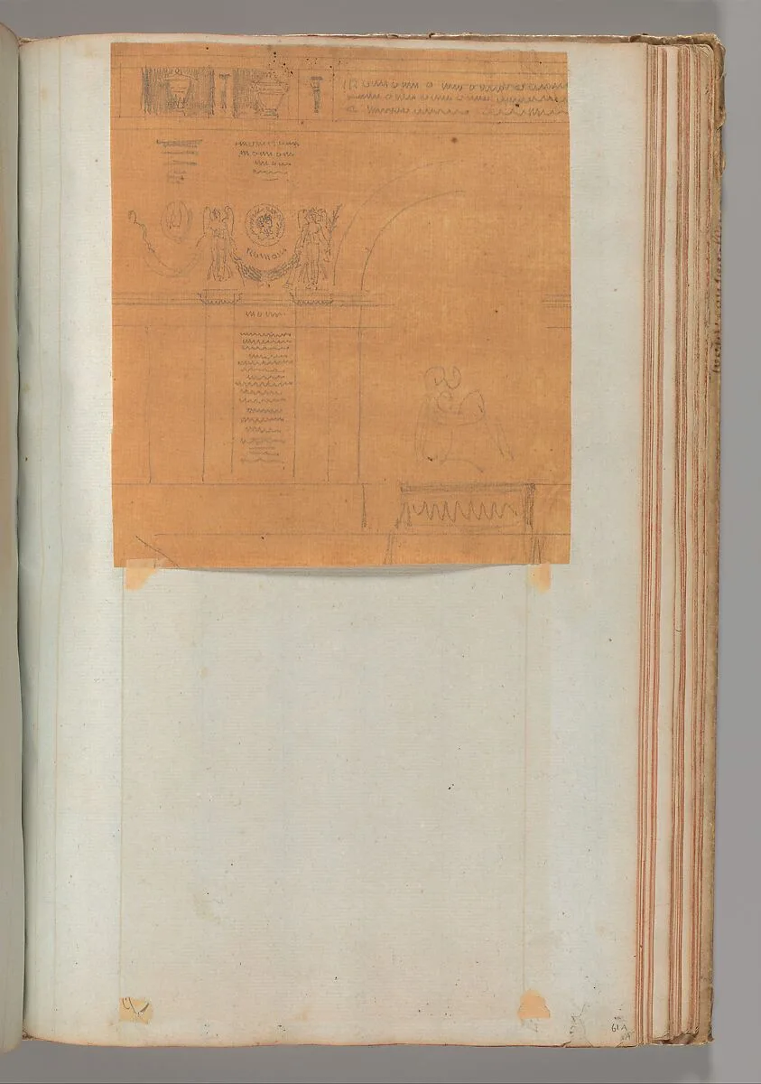 Page from a Scrapbook containing Drawings and Several Prints of Architecture, Interiors, Furniture and Other Objects — Charles Percier|Pierre François Léonard Fontaine