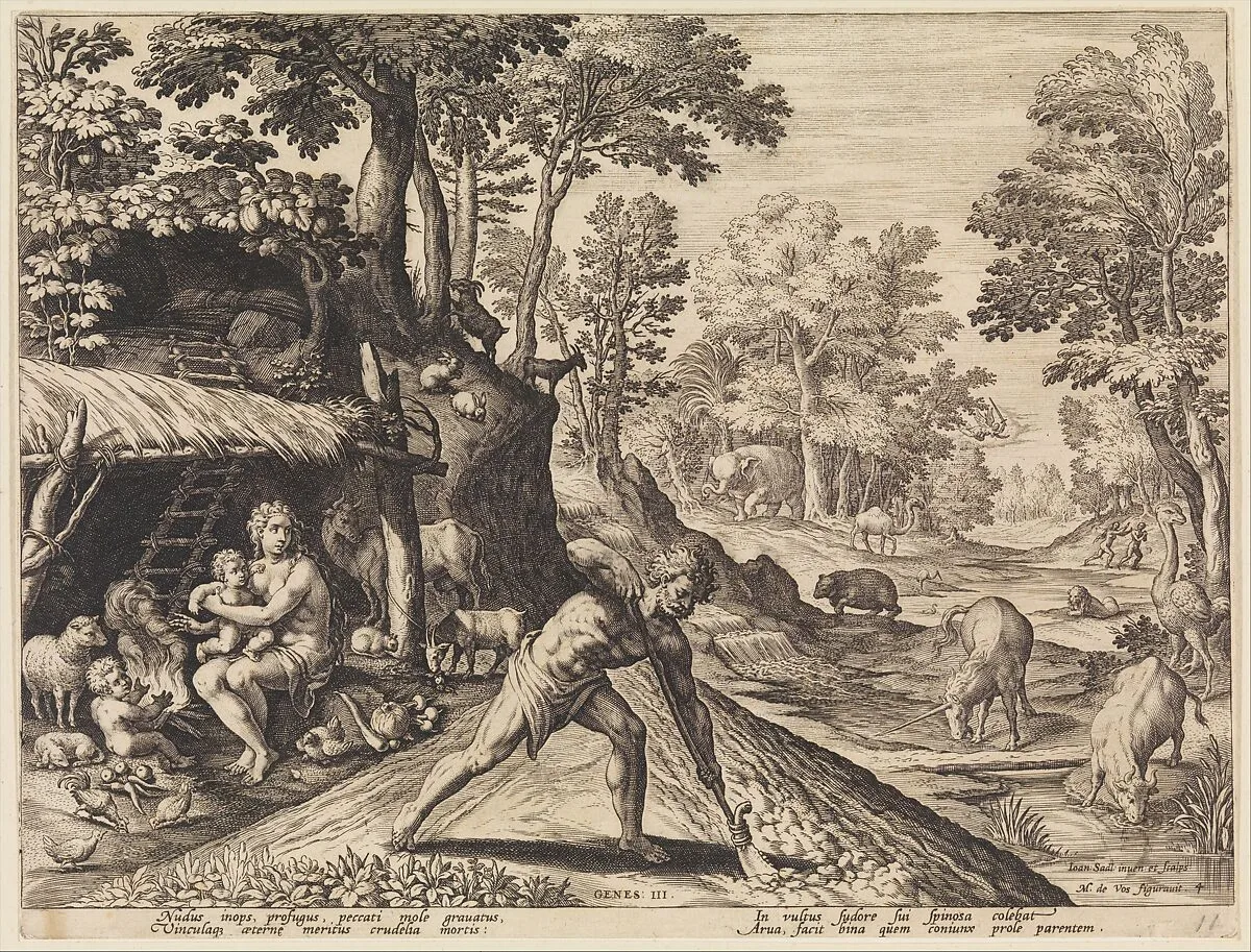Adam at Work after the Fall from The Story of the First Men — Maerten de Vos|Johann Sadeler I
