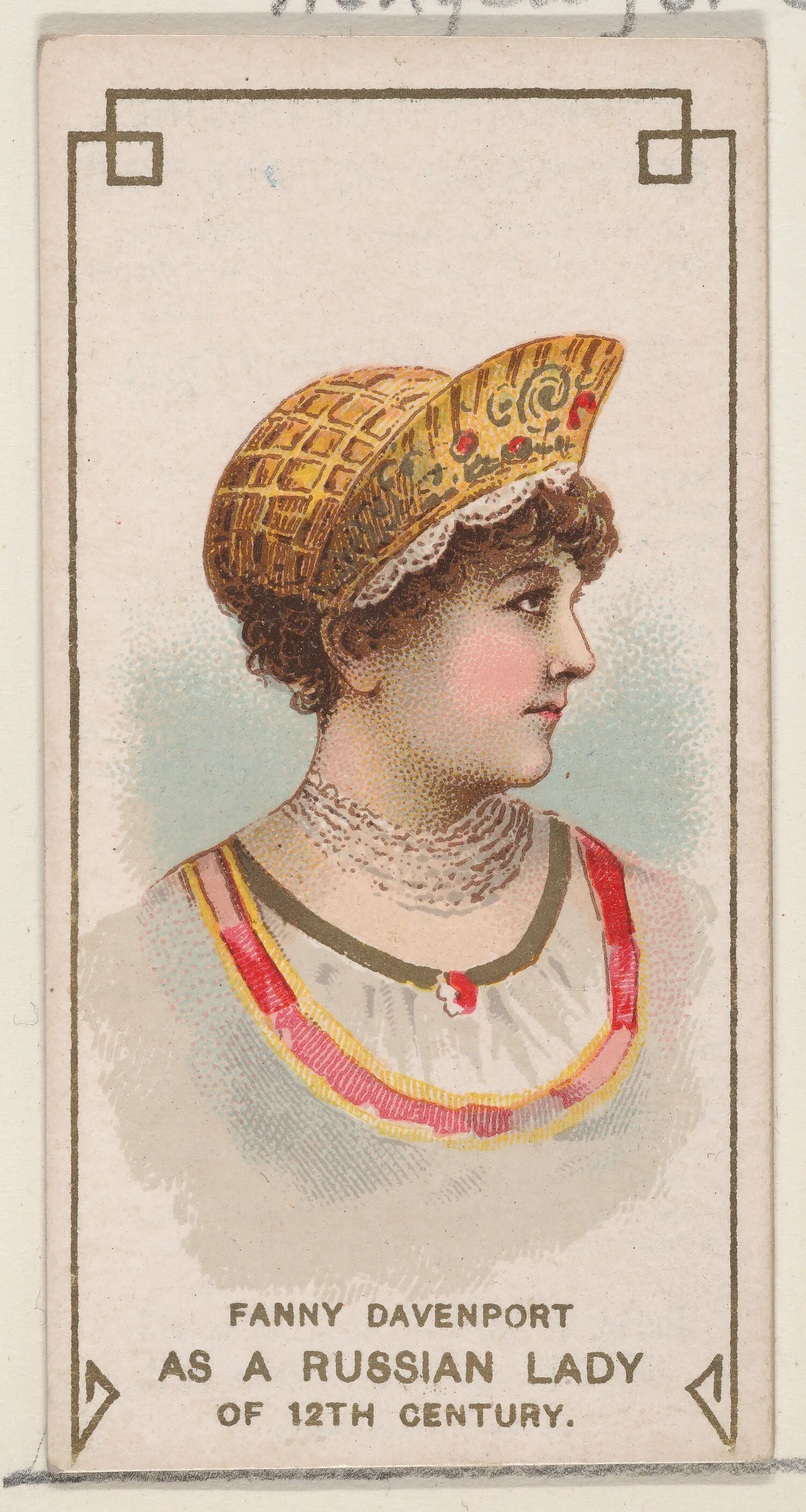 Fanny Davenport as a Russian Lady of the 12th Century, from the set Actors and Actresses, First Series (N70) for Duke brand cigarettes — W. Duke, Sons & Co.|Knapp & Company