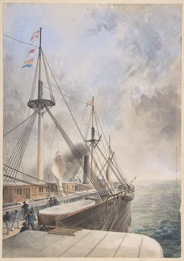 View Looking Aft from the Port Paddle-box on the Deck of the Great Eastern: Showing the Trough for the Cable, etc.