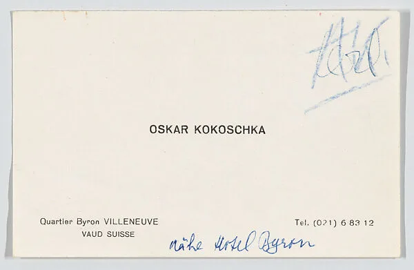 Oskar Kokoschka, calling card — Oskar Kokoschka|Anonymous