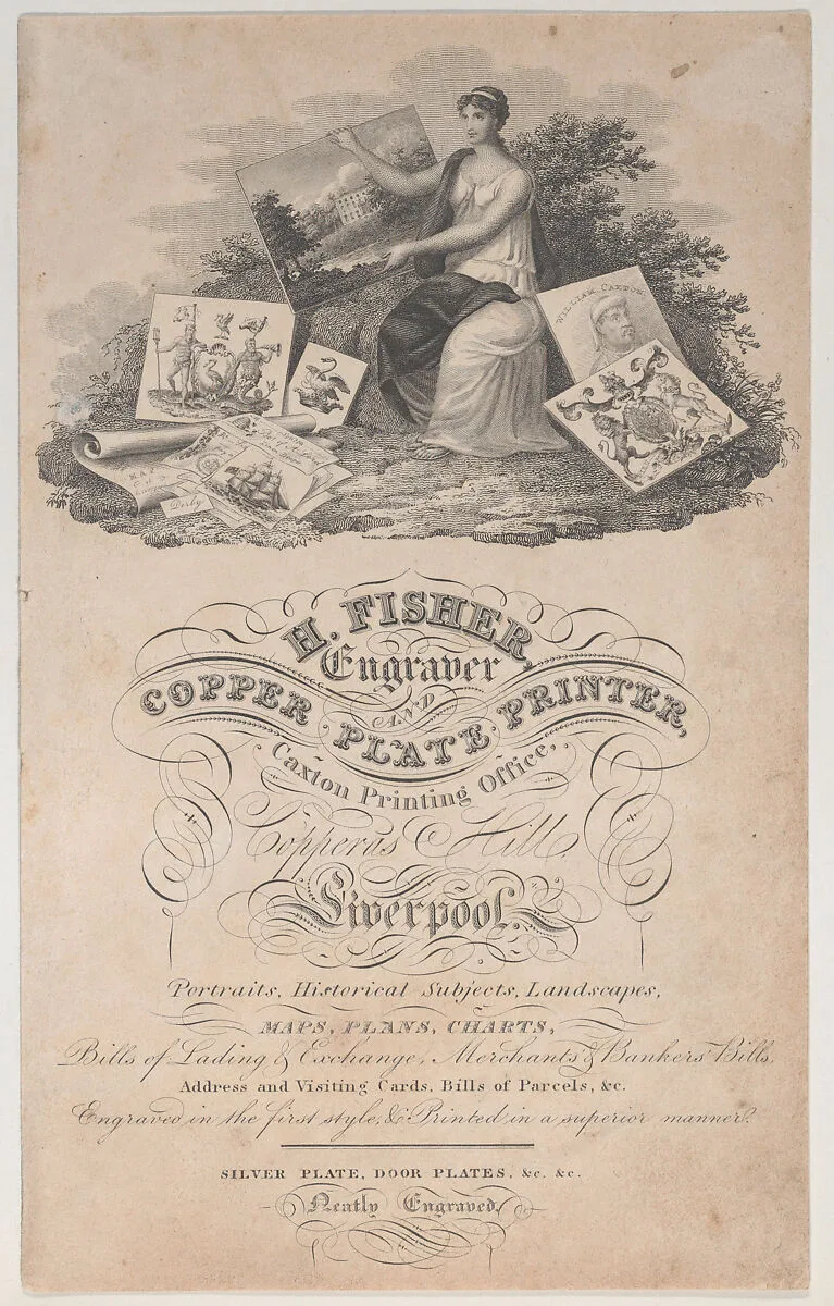 Trade Card for H. Fisher, Engraver and Copper Plate Printer — Anonymous, British, 18th century