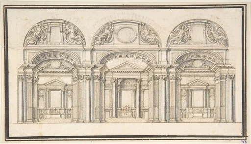 Wall Elevation with Three Chapels; Floor Plan with Columns (Verso)
