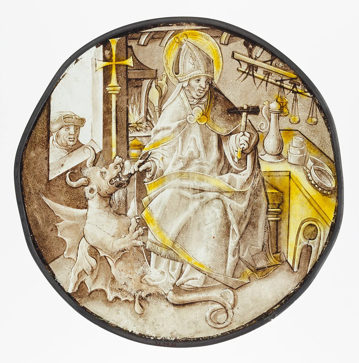 Roundel with Saint Dunstan of Canterbury — Unknown