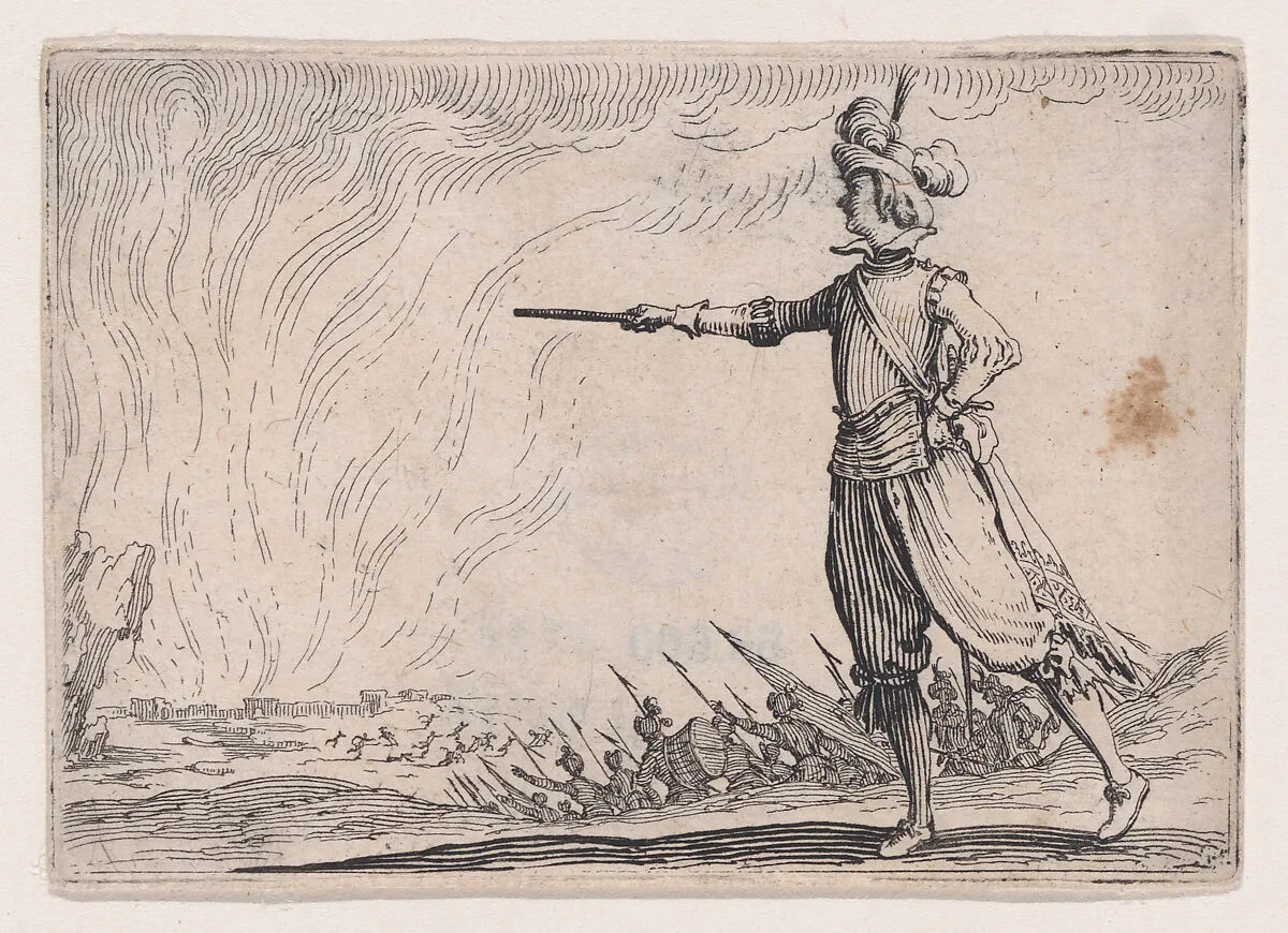 Le Commandant a Pied (The Commander on Foot), from Les Caprices Series B, The Nancy Set — Jacques Callot|Lorenzo de' Medici